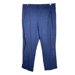 Theory Navy Linen Blend Ankle Pants Size 10 Nautical Classic Old Money